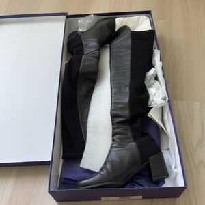 Stuart Weitzman over the knee black leather stretch boots